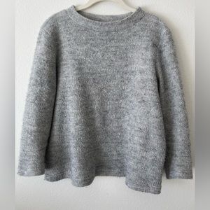 Leith heathered grey, mock neck, cropped, 3/4 sleeve sweater - size large